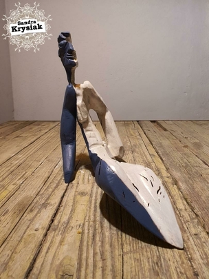 Sergio. Escultura tallada en madera de olivo policromada. 2021