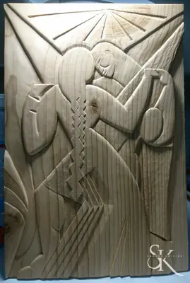 Figura entre formas geométricas en relieve